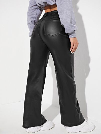 Straight Leg Leather Pants