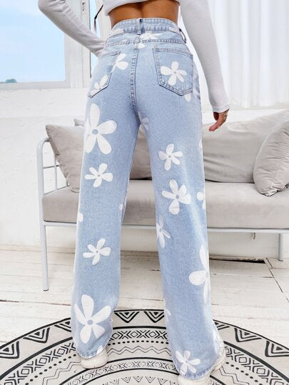 Floral Straight Leg Jeans