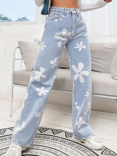 Floral Straight Leg Jeans