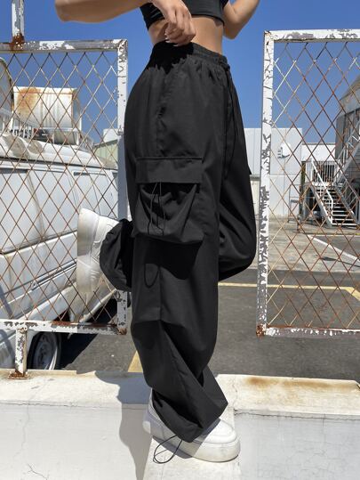 Drawstring Parachute Cargo Pants