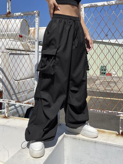 Drawstring Parachute Cargo Pants