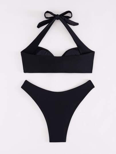 Black and Gold Ringed Bikini Set