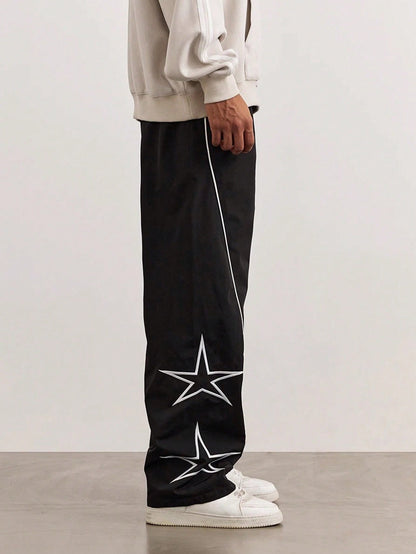 Star Pattern Side Stripe Pants