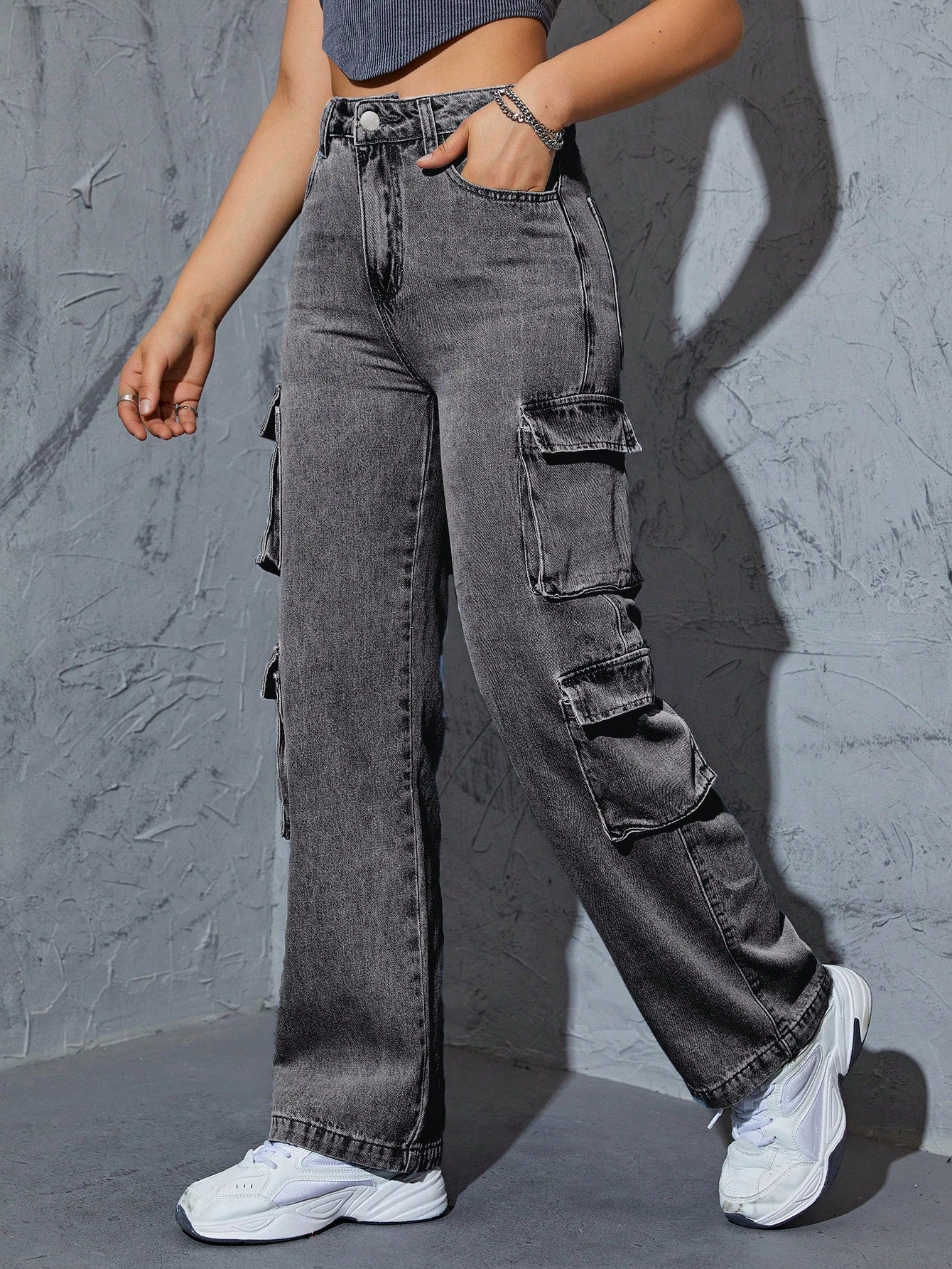 Flap Pocket Cargo Jeans